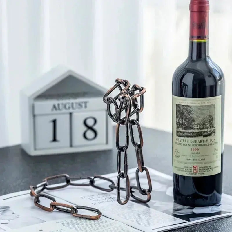 Décoration de table moderne avec porte-vin en métal imitation chaîne