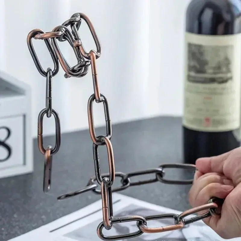 Accessoire de cuisine insolite pour amateur de vin – support chaîne acier